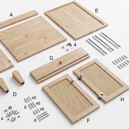 Assembly video storyboard still: Identify the parts